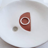 Silver thin hammered band ring