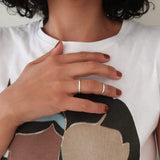 Silver thin hammered band ring