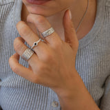 Silver Zebra Animal Print Pattern Ring