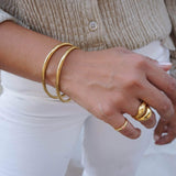 Gold Shiny Thick Round Bangle Cuff