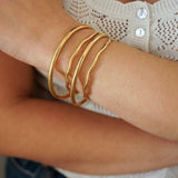 Gold Shiny Thick Round Bangle Cuff