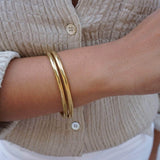 Gold Shiny Thick Round Bangle Cuff
