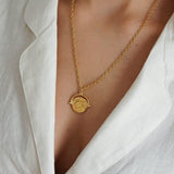 Gold Vintage-Style Evil Eye Protection Engraved Pendant