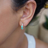 Turquoise Enamel Ethnic Huggie Hoop Earrings