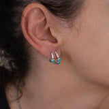 Turquoise Enamel Ethnic Huggie Hoop Earrings