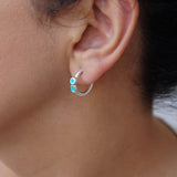 Turquoise Enamel Ethnic Huggie Hoop Earrings
