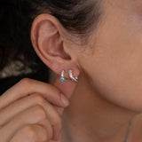 Turquoise Enamel Ethnic Huggie Hoop Earrings