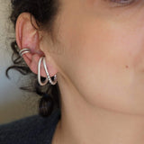 Single Silver Long Lobe Hugger Earring