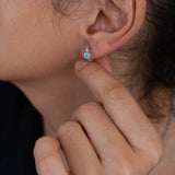 Turquoise Enamel Ethnic Huggie Hoop Earrings