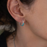 Turquoise Enamel Ethnic Huggie Hoop Earrings