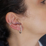 Single Silver Long Lobe Hugger Earring