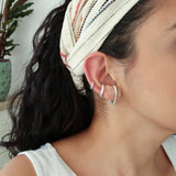 Single Silver Long Lobe Hugger Earring