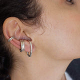 Single Silver Long Lobe Hugger Earring