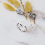 Single Silver Long Lobe Hugger Earring