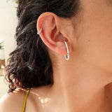 Single Silver Long Lobe Hugger Earring