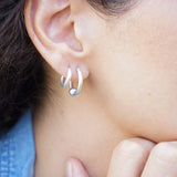 Silver Open Hoop Earrings with One Ball