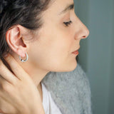 Silver Open Hoop Earrings with One Ball