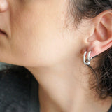 Silver Open Hoop Earrings with One Ball