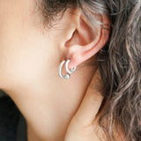 Silver Open Hoop Earrings with One Ball