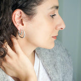 Silver Open Hoop Earrings with One Ball