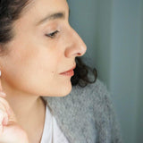 Silver Open Hoop Earrings with One Ball