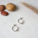 Silver Open Hoop Earrings with One Ball