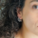 Silver Open Hoop Earrings with One Ball
