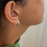 Silver Small Molten Hoop Earrings