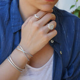 Silver Disc/Boomerang/Oval Signet Ring