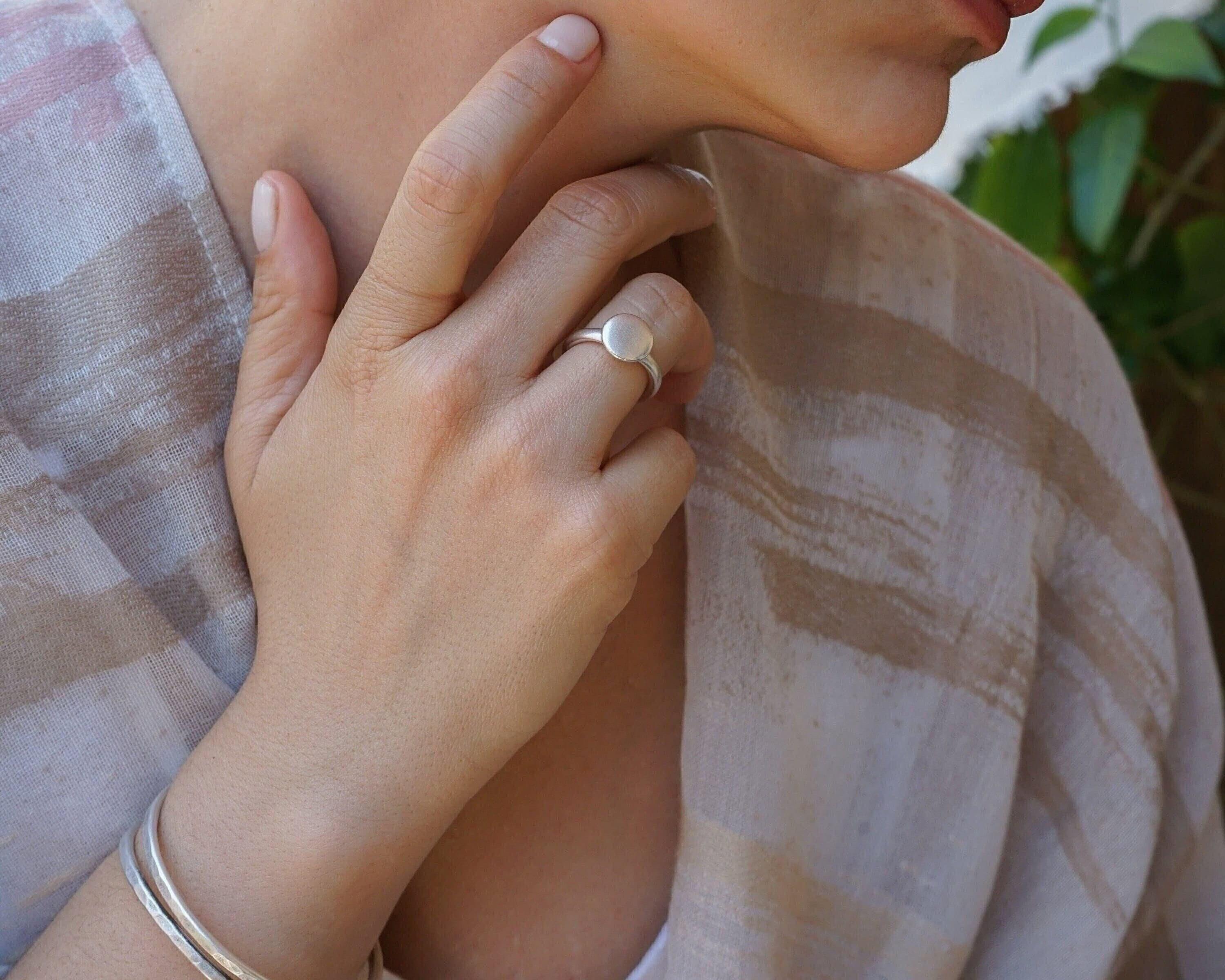 Silver Disc/Boomerang/Oval Signet Ring
