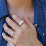 Silver Disc/Boomerang/Oval Signet Ring