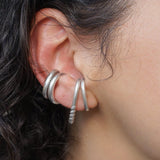 Single Silver Short Lobe Hugging Earring