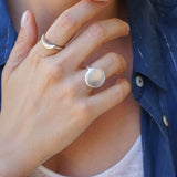 Silver Disc/Boomerang/Oval Signet Ring