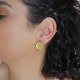 Gold Asymmetric Hammered Disc Stud Earrings