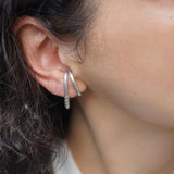 Single Silver Short Lobe Hugging Earring