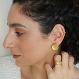 Gold Asymmetric Hammered Disc Stud Earrings