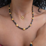 Black Gold Short Beaded Necklace
