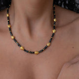 Black Gold Short Beaded Necklace