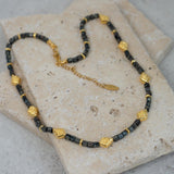 Black Gold Short Beaded Necklace