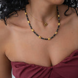 Black Gold Short Beaded Necklace