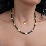 Black Gold Short Beaded Necklace