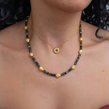 Black Gold Short Beaded Necklace