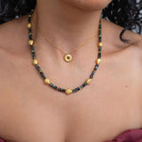 Black Gold Short Beaded Necklace