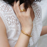 Gold Thick HammeredSimple Shiny Bold Cuff Bracelet