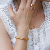 Gold Thick HammeredSimple Shiny Bold Cuff Bracelet