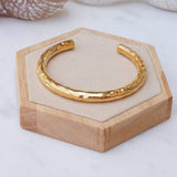 Gold Thick HammeredSimple Shiny Bold Cuff Bracelet