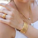 Gold Thick HammeredSimple Shiny Bold Cuff Bracelet