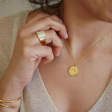 Gold Wave Pendant Necklace - 18k Gold Plated Stainless Steel Dainty Boho Layering Jewelry