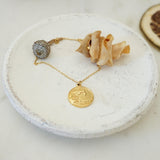 Gold Wave Pendant Necklace - 18k Gold Plated Stainless Steel Dainty Boho Layering Jewelry