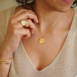 Gold Wave Pendant Necklace - 18k Gold Plated Stainless Steel Dainty Boho Layering Jewelry